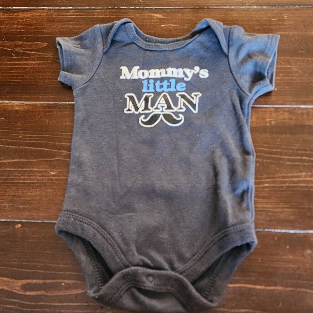 Blue One Piece with Graphic Mommy's Little Man Size 9-3 months